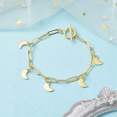 Golden 304 Stainless Steel Charm Bracelets with Brass Paperclip Chains BJEW-JB10031-02-1