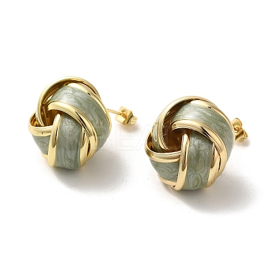 Real 18K Gold Plated Iron Enamel Stud Earrings for Women EJEW-M251-09G-03-1