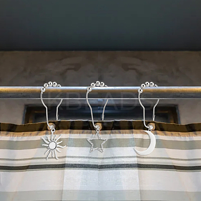18Pcs 3 Style Universe Theme Iron Shower Curtain Rings for Bathroom HJEW-OC0001-24-1
