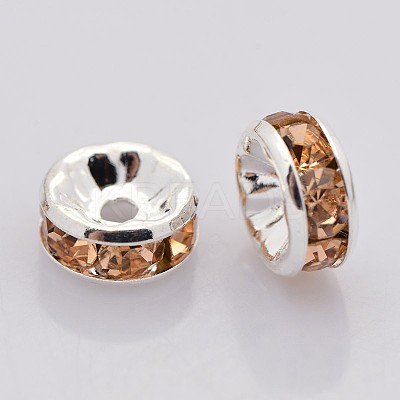 Brass Grade A Rhinestone Spacer Beads RB-A014-Z6mm-25S-1
