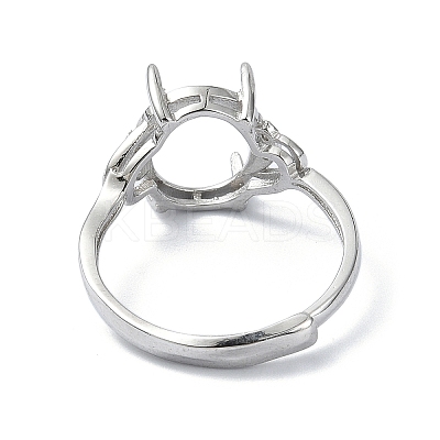 Adjustable 925 Sterling Silver 4 Prongs Ring Settings STER-K179-35P-1