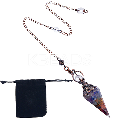 1Pc Natural Gemstone Chip Hexagonal Pointed Dowsing Pendulum Pendants G-SC0002-54-1
