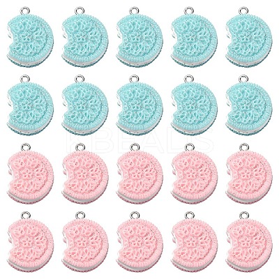20Pcs 2 Colors Opaque Resin Glitter Imitation Food Pendants RESI-YW0001-63-1