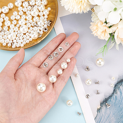 260 Sets 5 Style ABS Imitation Pearl Garment Rivets FIND-WR0007-53-1