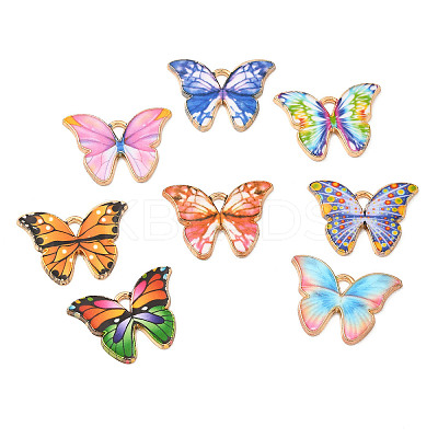 Light Gold Tone Alloy Enamel Pendants ENAM-M059-05KCG-1