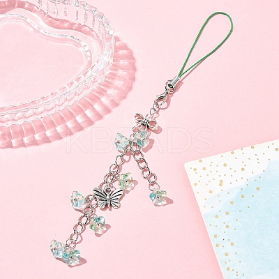 Flower Acrylic & Glass Mobile Straps HJEW-YW00038-04-1