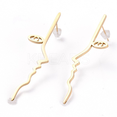 Unisex Fashion Stainless Steel Stud Earrings EJEW-H106-03G-1