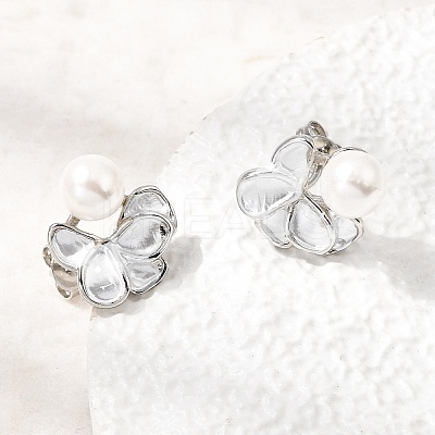 Brass Enamel Stud Earrings KK-CBAB173-02E-P-1