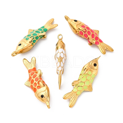 304 Stainless Steel Enamel Pendants STAS-I331-28G-1