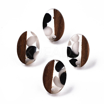 Resin & Walnut Wood Stud Earring Findings MAK-N032-004A-E01-1