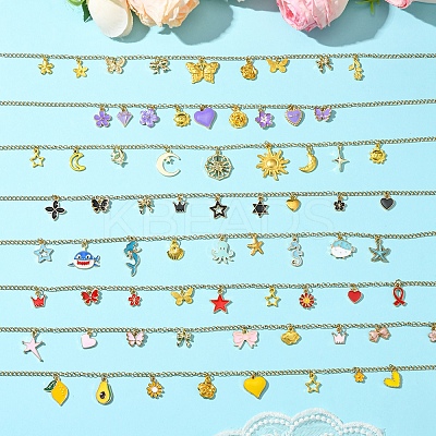 Star Moon Sun 304 Stainless Steel Cable Chain Necklaces NJEW-FS00008-1