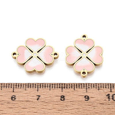 304 Stainless Steel Enamel Heart Clover Links STAS-T073-26G-1