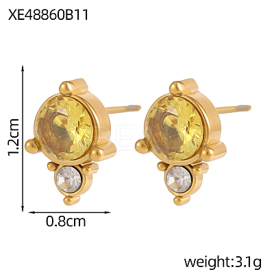 304 Stainless Steel Cubic Zirconia Stud Earrings STAS-OY009-15G-1