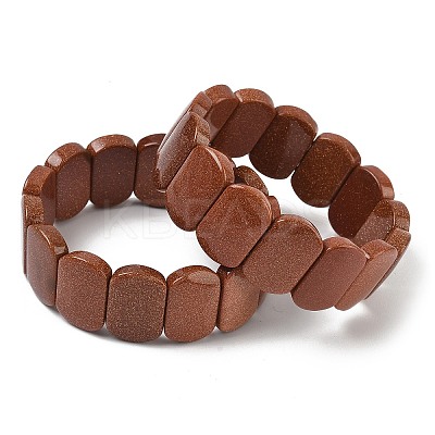 Synthetic Goldstone Beads Stretch Bracelets for Women Men BJEW-I323-02T-1