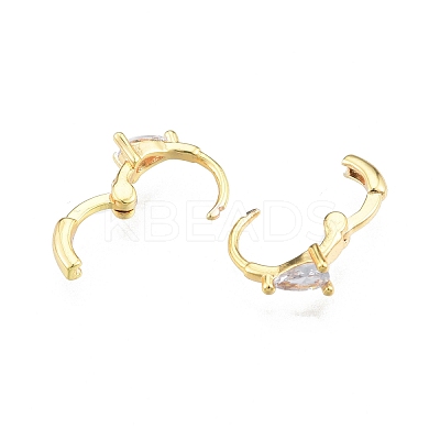 Clear Cubic Zirconia Teardrop Hoop Earrings EJEW-G322-02G-1