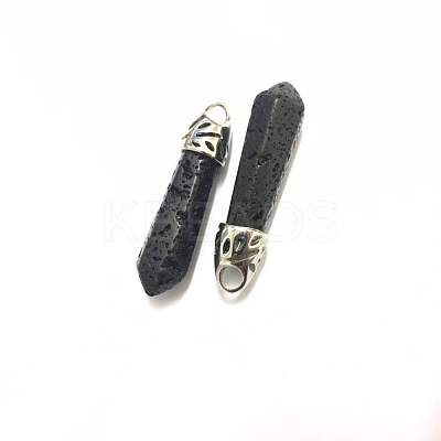 Bullet Natural Lava Rock Pointed Pendants X-G-E332-C26-1