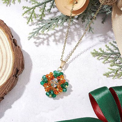 3Pcs 3 Colors Glass Seed Beaded Clover Pendant 304 Stainless Steel Cable Chain Necklaces for Women NJEW-MZ00128-1