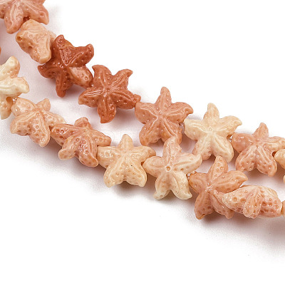 Synthetic Coral Dyed Carved Beads Strands SHEL-K007-18C-1