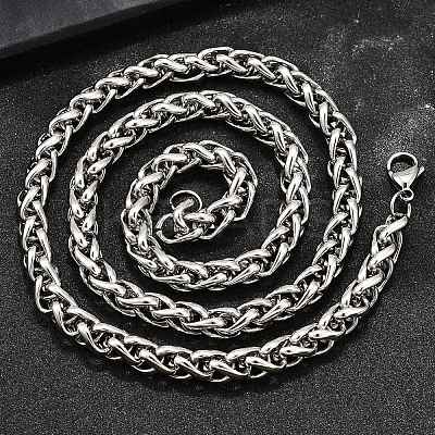 Non-Tarnish Fashionable 304 Stainless Steel Wheat Chain Necklaces X-STAS-A028-N003P-1