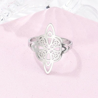 Non-Tarnish 304 Stainless Steel Witch Knot Open Cuff Rings for Women LS-AJEW-U005-01P-1