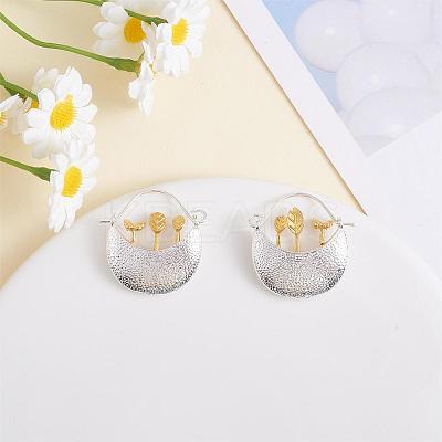 Two Tone Flower Basket Alloy Hoop Earrings JE1086A-1
