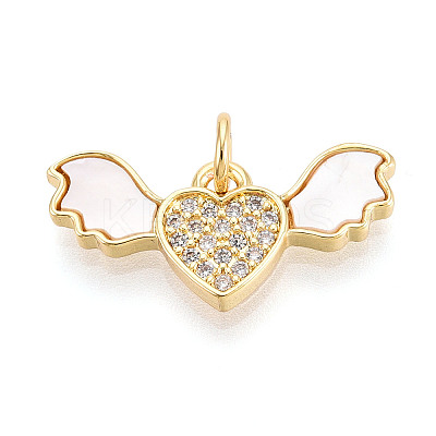 Brass Micro Pave Clear Cubic Zirconia Pendants KK-N268-09G-1