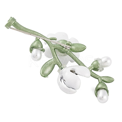 Alloy & Plastic Pearl Flower Brooch JEWB-M045-05-1