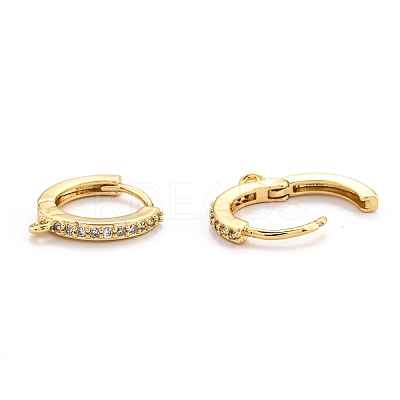 Brass Micro Pave Clear Cubic Zirconia Huggie Hoop Earring Findings EJEW-O107-01G-1