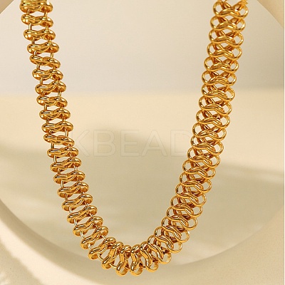 304 Stainless Steel Ring Link Chain Necklaces for Women Men NJEW-S443-01G-1
