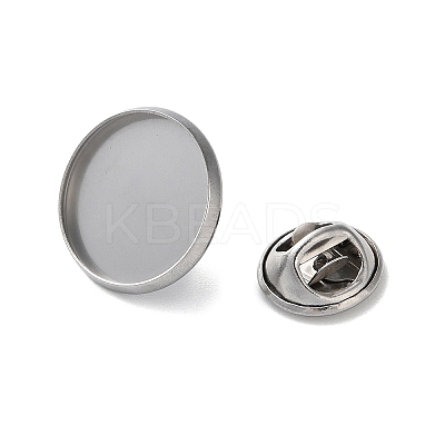 304 Stainless Steel Flat Round Brooch Brooch Base Settings LS-STAS-S172-10A-P-1