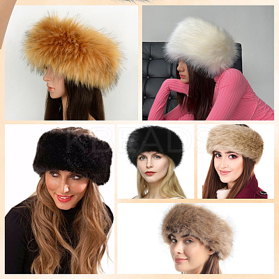 1Pc Faux Fur Fiber Yarn Warmer Headbands COHT-CY0001-01C-1