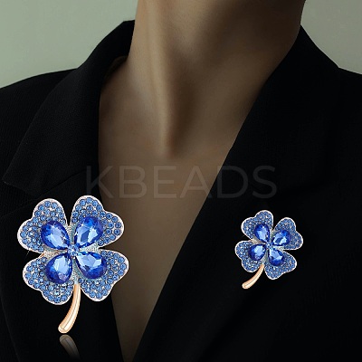 Cubic Zirconia Clover Brooch Pin JBR105B-1