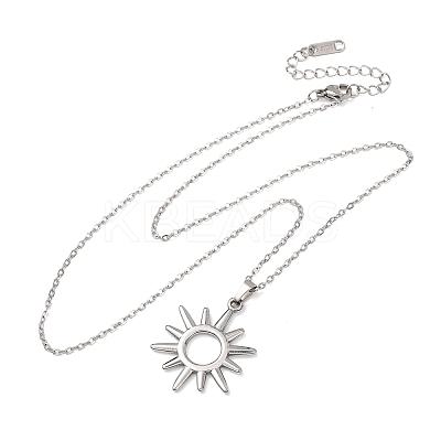 304 Stainless Steel Sun Pendant Cable Chain Necklaces for Men Women NJEW-K308-04A-P-1