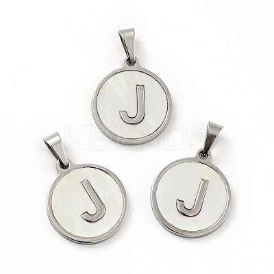 304 Stainless Steel with White Shell Pendants STAS-G268-01J-P-1