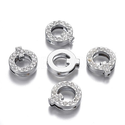 Alloy Letter Slide Charms RB-F034-01Q-P-RS-1