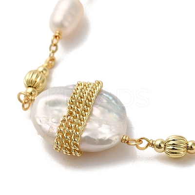 Natural Pearl Link Bracelets BJEW-C051-30G-1