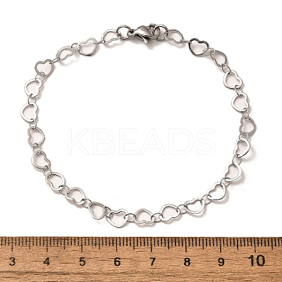 Tarnish Resistant 304 Stailess Steel Heart Link Bracelets BJEW-N280-04-1