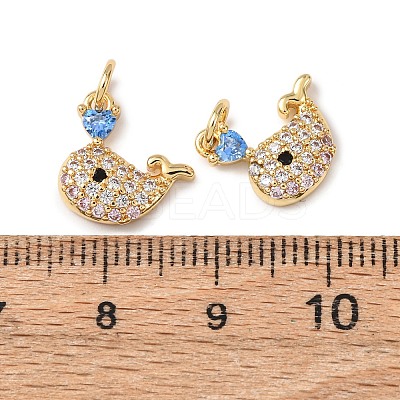 Brass Micro Pave Cubic Zirconia Charms KK-C143-41A-G-1