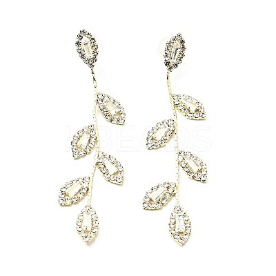 Clear Cubic Zirconia & Crystal Rhinestone Long Dangle Stud Earrings LS-EJEW-C037-06C-LG-1