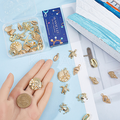 36Pcs 9 Styles Ocean Theme Alloy Pendants FIND-SC0012-45-1
