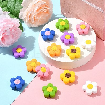 14Pcs 7 Colors Silicone Beads SIL-CJ0002-90-1