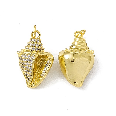 Rack Plating Brass Micro Pave Cubic Zirconia Pendants KK-C007-30G-1