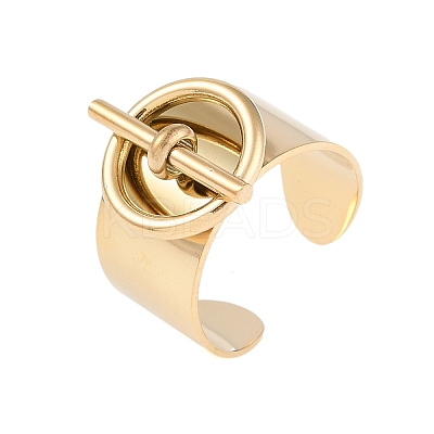 304 Stainless Steel Circular & Rod-shaped Open Cuff Rings RJEW-C095-01G-1