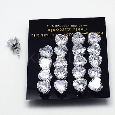 Cubic Zirconia Stud Earrings X-EJEW-E098-G-01-1