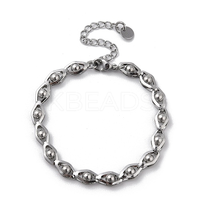 Non-Tarnish 304 Stainless Steel Hollow Horse Eye Link Chain Bracelets for Women Men BJEW-Q343-11P-1