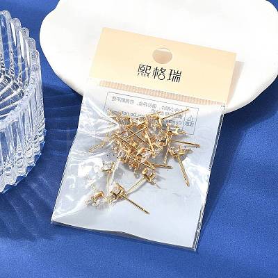 SHEGRACE Brass Clear Cubic Zirconia Teardrop Stud Earring Findings XGR0104G-116G-1