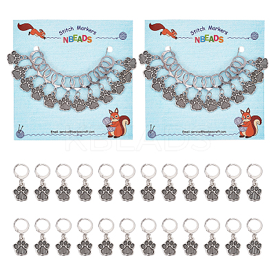 Alloy Paw Print Charm Locking Stitch Markers HJEW-PH01787-1