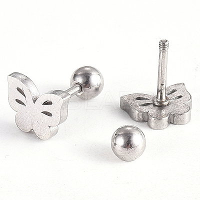 Tarnish Resistant 201 Stainless Steel Barbell Cartilage Earrings EJEW-R147-18-1