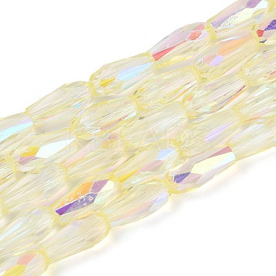 AB Color Plated Transparent Glass Teardrop Beads Strands EGLA-T029-08D-1