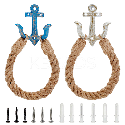 2 Sets 2 Colors Iron Anchor Hook Hangers AJEW-GL0001-75-1
